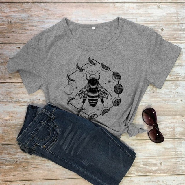 Mystical Moon Phases Bee T-shirt