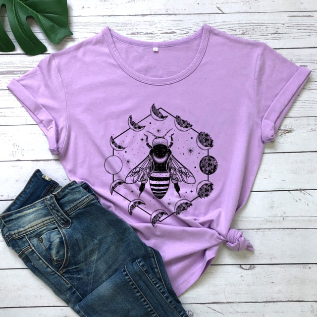 Mystical Moon Phases Bee T-shirt