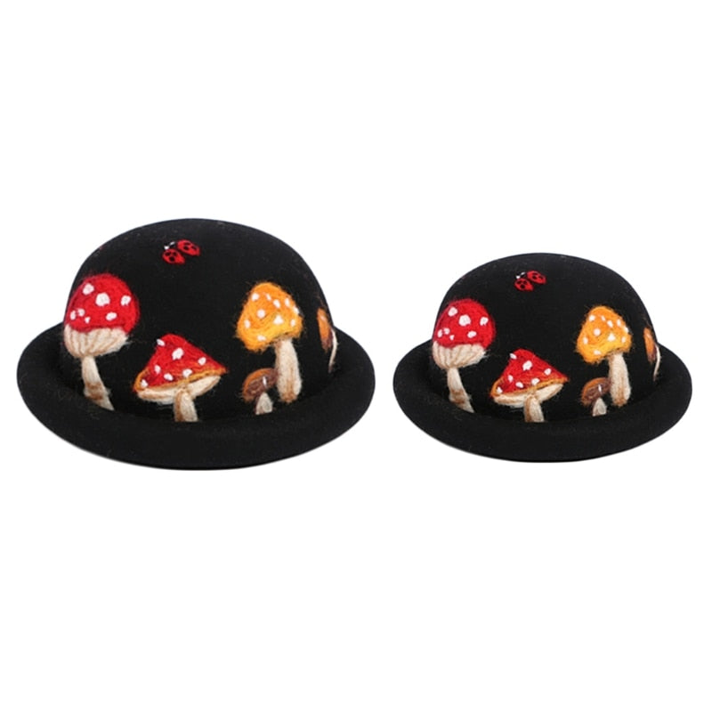 Mushroom & Ladybird Embroidered Jazz Hat