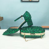 Wickedly Green Crystal Party Shoes and Matching Purse