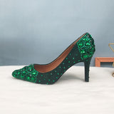 Wickedly Green Crystal Party Shoes and Matching Purse
