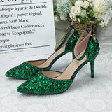 Wickedly Green Crystal Party Shoes and Matching Purse