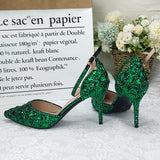 Wickedly Green Crystal Party Shoes and Matching Purse