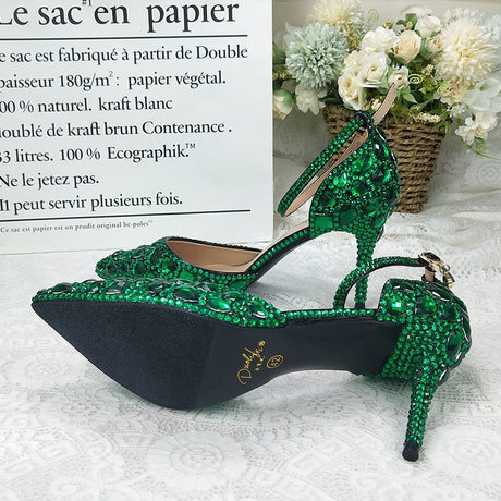 Wickedly Green Crystal Party Shoes and Matching Purse