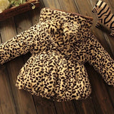 Girls Winter Leopard Hoodie Coat Jacket