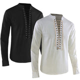 Men Medieval Lace-Up Shirt Knight Shirt Viking Pirate Cosplay Costume