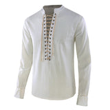 Men Medieval Lace-Up Shirt Knight Shirt Viking Pirate Cosplay Costume