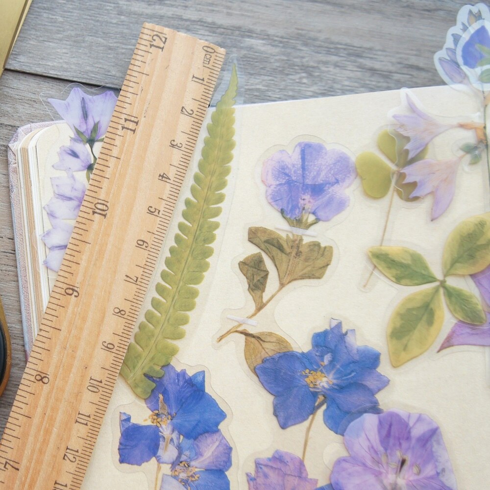 38pcs Purple Flower Orchid Wildflowers PVC Stickers Scrapbooking Craft