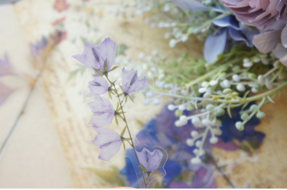 38pcs Purple Flower Orchid Wildflowers PVC Stickers Scrapbooking Craft