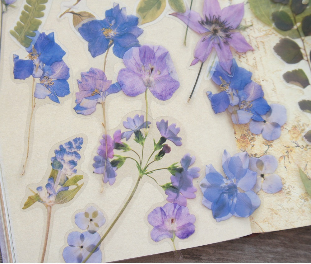 38pcs Purple Flower Orchid Wildflowers PVC Stickers Scrapbooking Craft