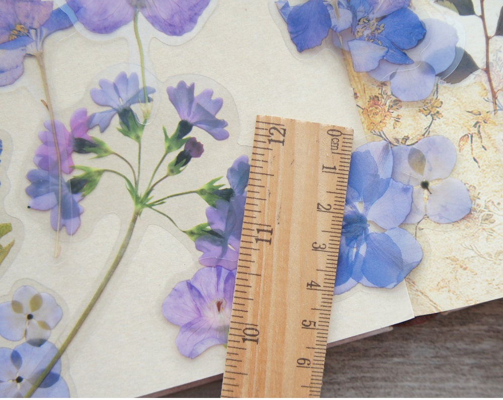 38pcs Purple Flower Orchid Wildflowers PVC Stickers Scrapbooking Craft