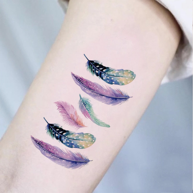 Feather Temporary Tattoos Waterproof Body Art