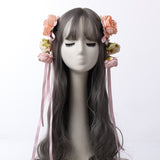 Handmade Lolita Girl Hair Accessories Ribbon Tassel Flowers Hair Clips