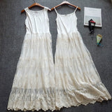 Mori Sweet Lace Layering Dress Black White Floral Embroidery Underdress