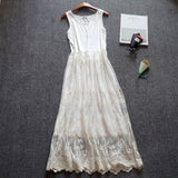 Mori Sweet Lace Layering Dress Black White Floral Embroidery Underdress