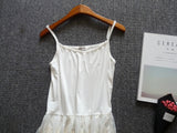 Mori Sweet Lace Layering Dress Black White Floral Embroidery Underdress