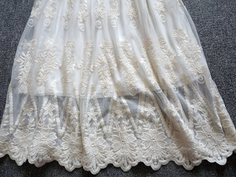 Mori Sweet Lace Layering Dress Black White Floral Embroidery Underdress