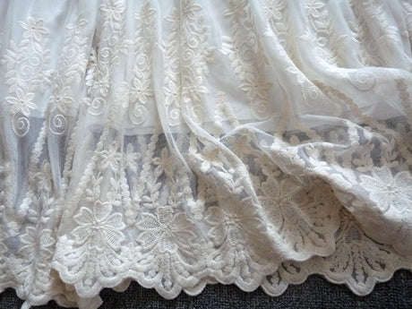 Mori Sweet Lace Layering Dress Black White Floral Embroidery Underdress