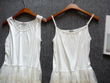 Mori Sweet Lace Layering Dress Black White Floral Embroidery Underdress