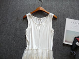 Mori Sweet Lace Layering Dress Black White Floral Embroidery Underdress