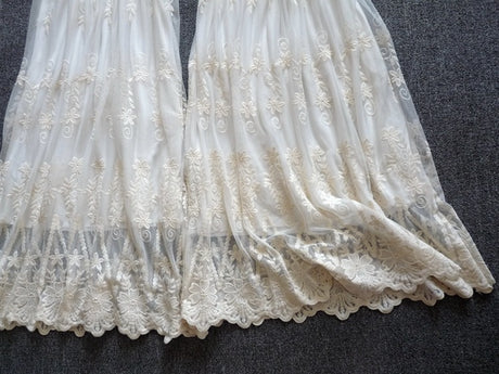 Mori Sweet Lace Layering Dress Black White Floral Embroidery Underdress