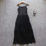 Mori Sweet Lace Layering Dress Black White Floral Embroidery Underdress