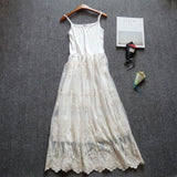 Mori Sweet Lace Layering Dress Black White Floral Embroidery Underdress