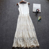 Mori Sweet Lace Layering Dress Black White Floral Embroidery Underdress