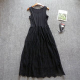 Mori Sweet Lace Layering Dress Black White Floral Embroidery Underdress