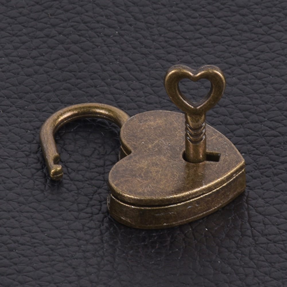 Antique Brass Love Lock Padlock & Key