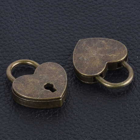 Antique Brass Love Lock Padlock & Key