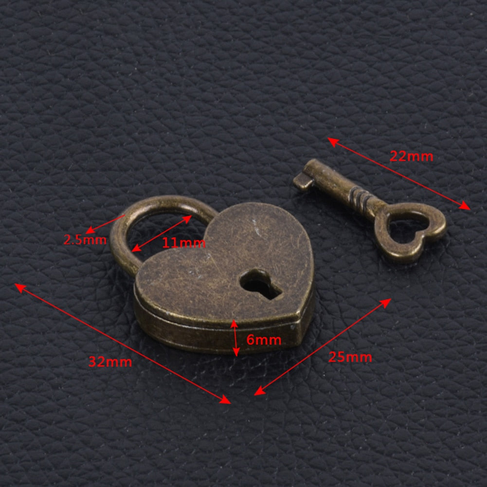 Antique Brass Love Lock Padlock & Key