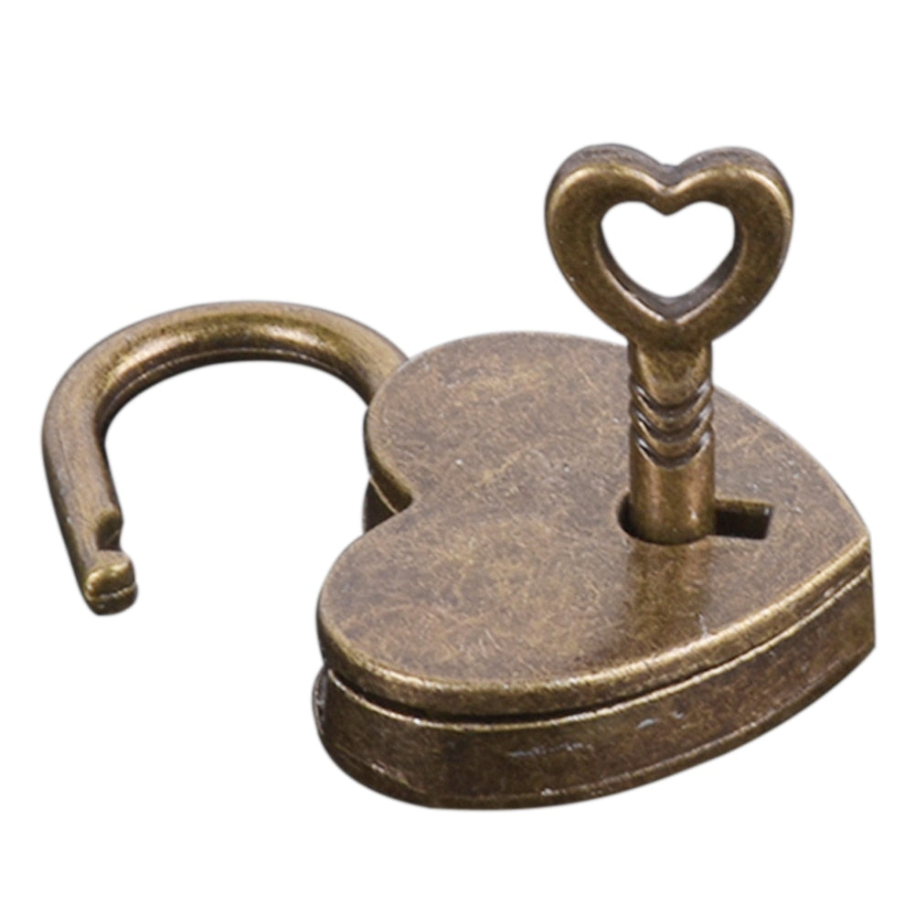Antique Brass Love Lock Padlock & Key
