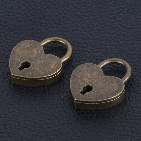 Antique Brass Love Lock Padlock & Key