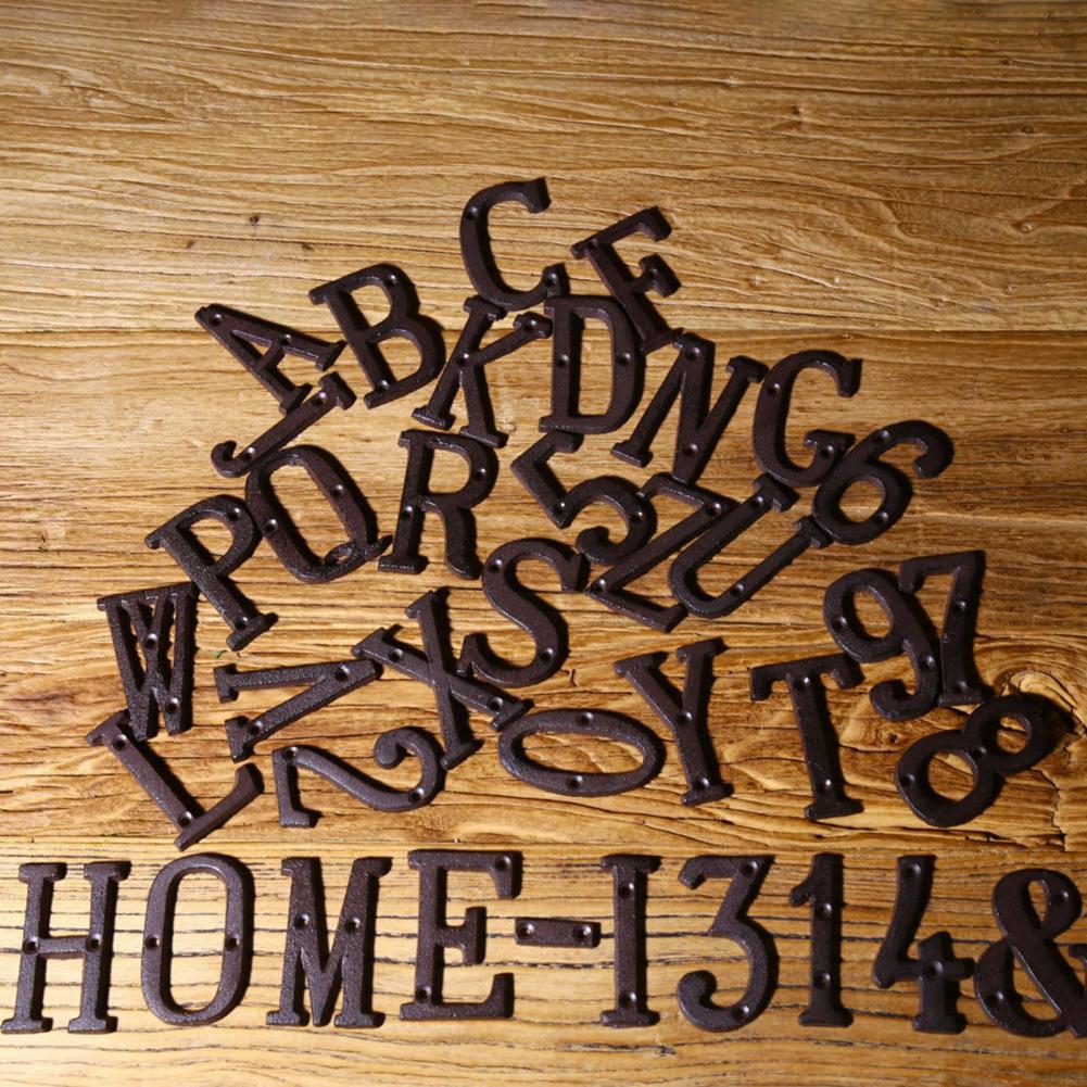 Cast Iron Metal DIY House Doorplate Letter Symbol Door Decoration Home Decor