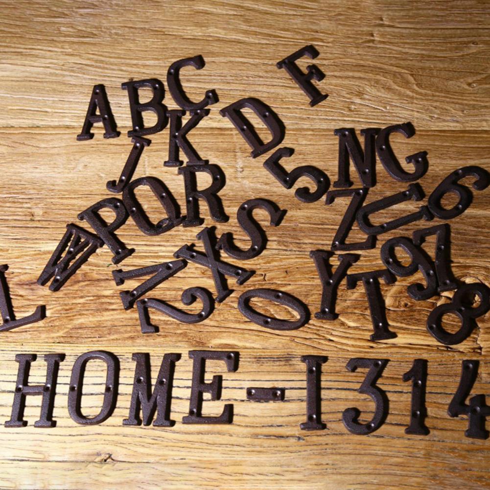 Cast Iron Metal DIY House Doorplate Letter Symbol Door Decoration Home Decor