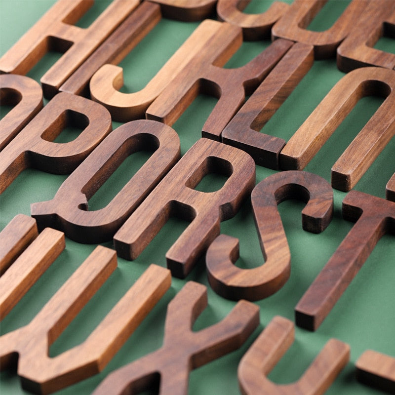 Nordic Style Black Walnut Decorative Letters Wooden Alphabet