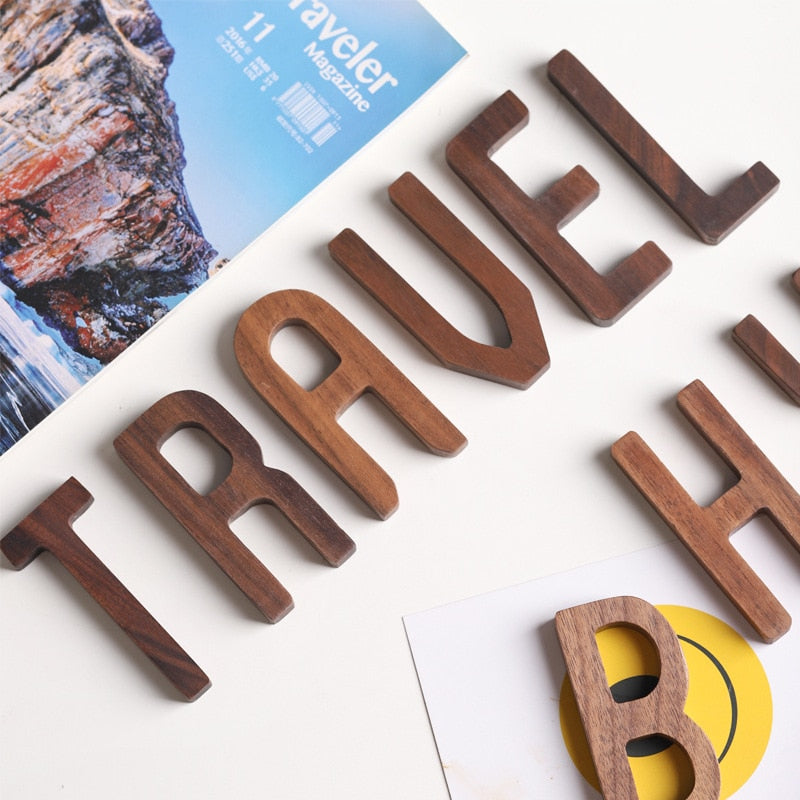 Nordic Style Black Walnut Decorative Letters Wooden Alphabet