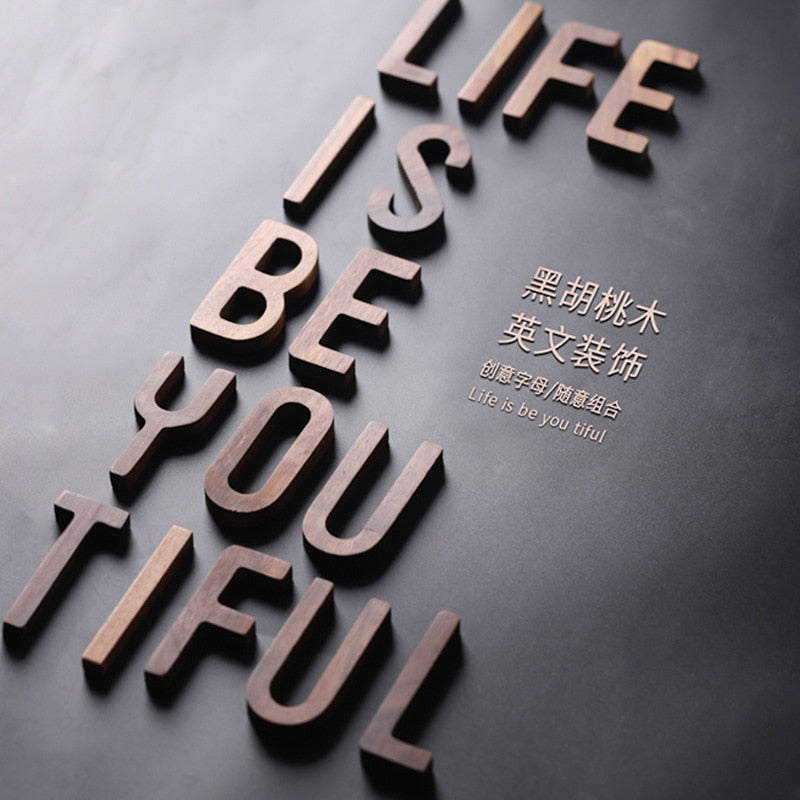 Nordic Style Black Walnut Decorative Letters Wooden Alphabet