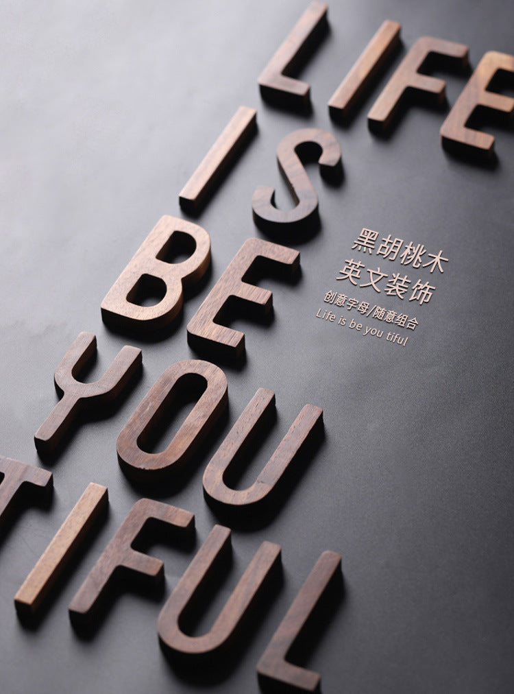 Nordic Style Black Walnut Decorative Letters Wooden Alphabet