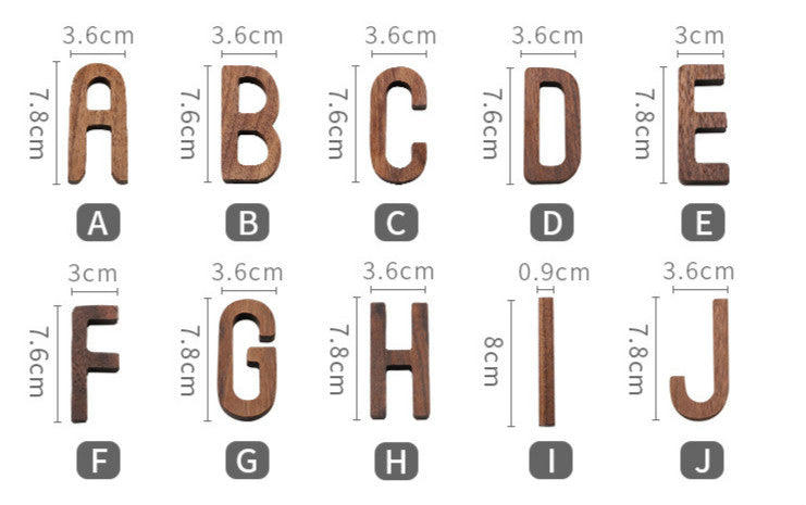 Nordic Style Black Walnut Decorative Letters Wooden Alphabet