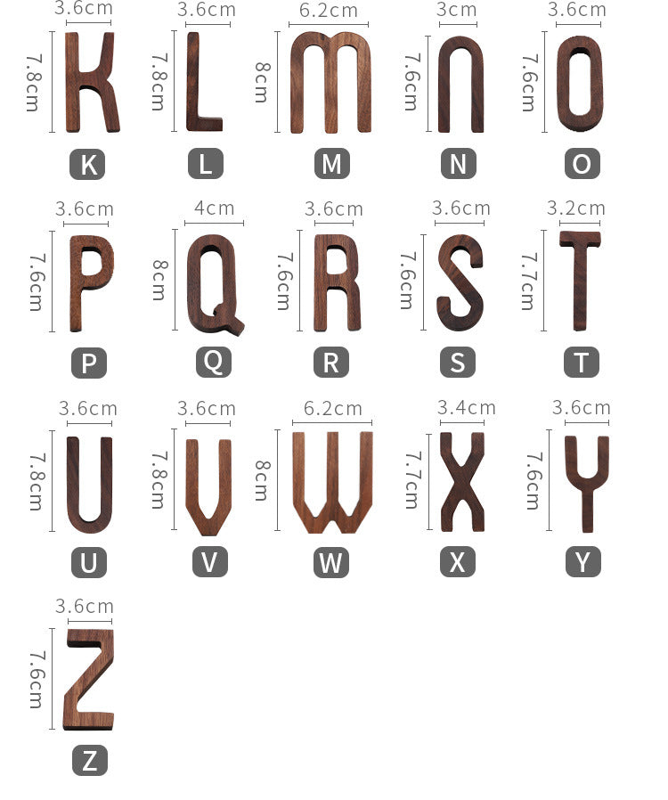 Nordic Style Black Walnut Decorative Letters Wooden Alphabet
