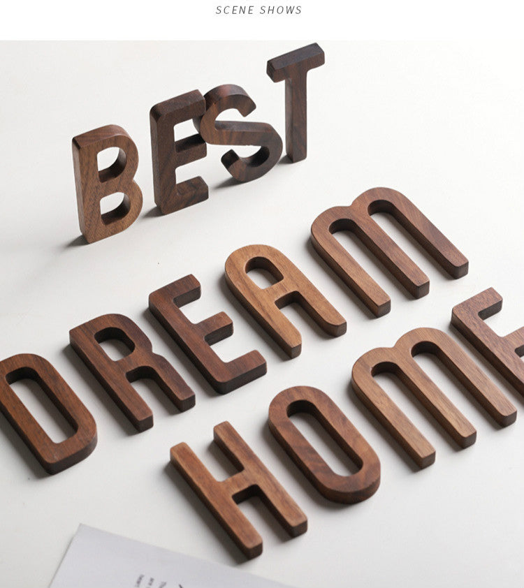 Nordic Style Black Walnut Decorative Letters Wooden Alphabet