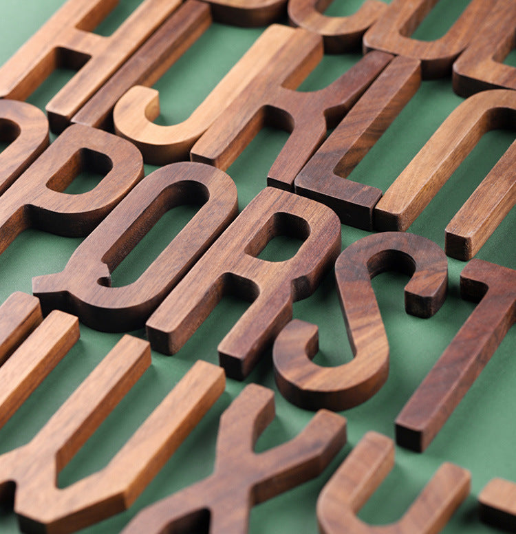 Nordic Style Black Walnut Decorative Letters Wooden Alphabet