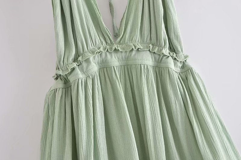 Spearmint Green Lace Cotton Mori Girl Mini Dress
