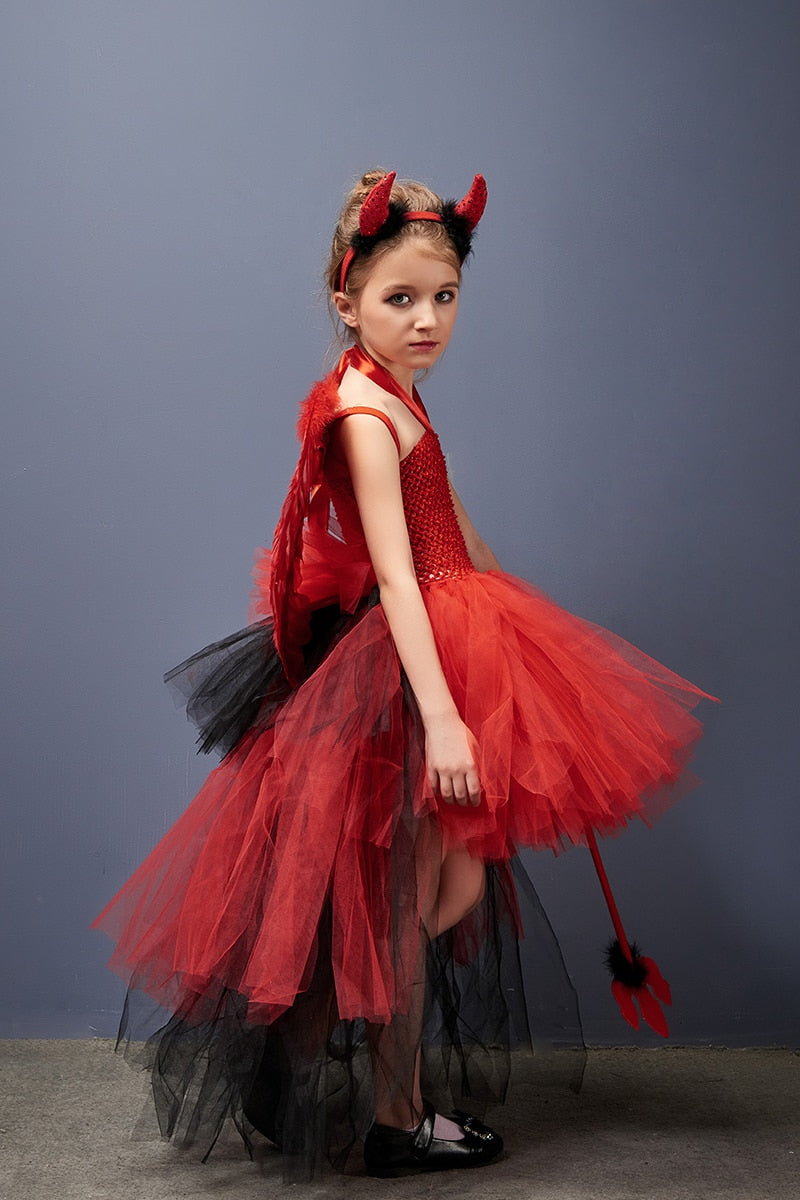 Little Devil Tutu Dress Girls Halloween Costume