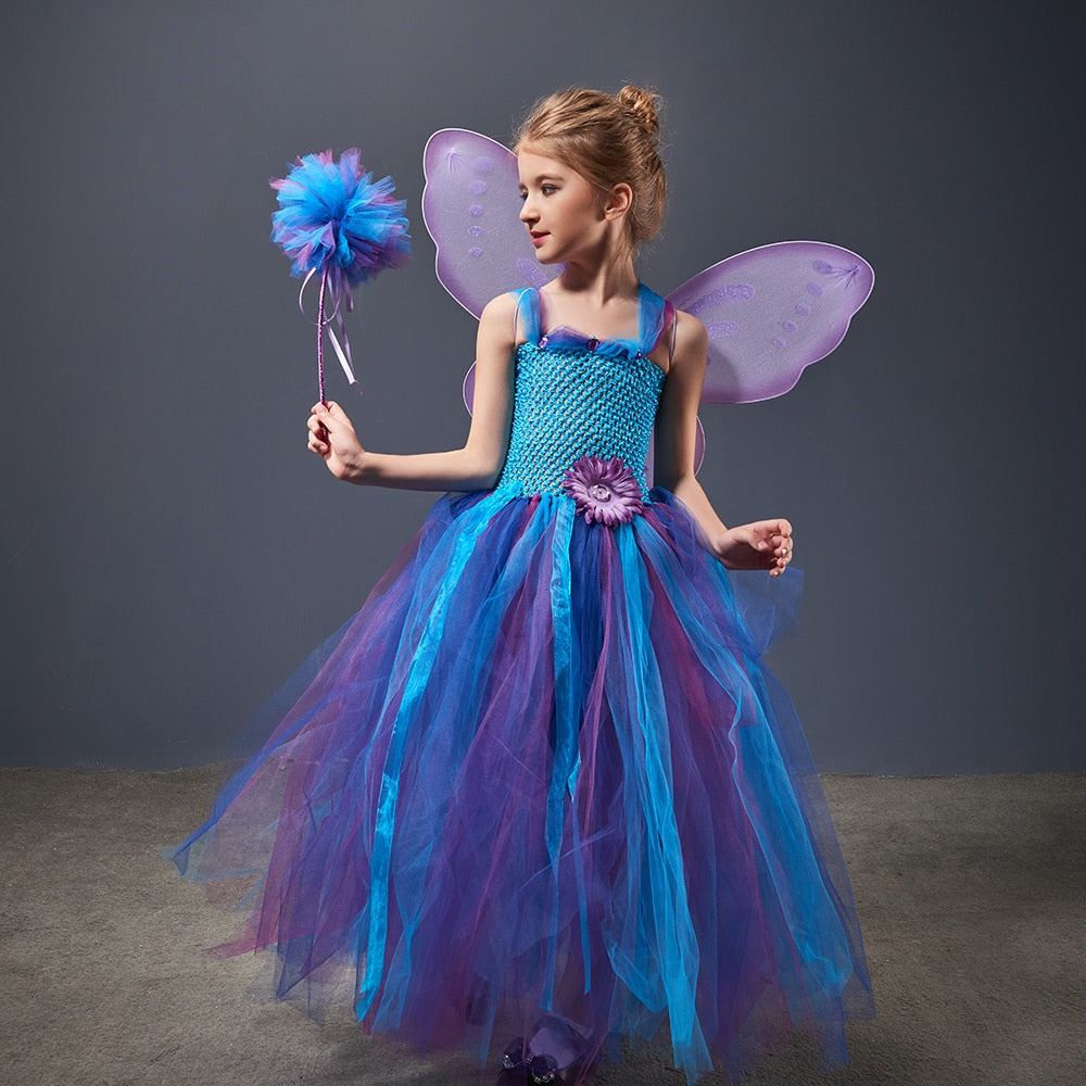 Peacock Fairy Girl Tutu Dress Kids Costume