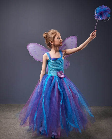 Peacock Fairy Girl Tutu Dress Kids Costume