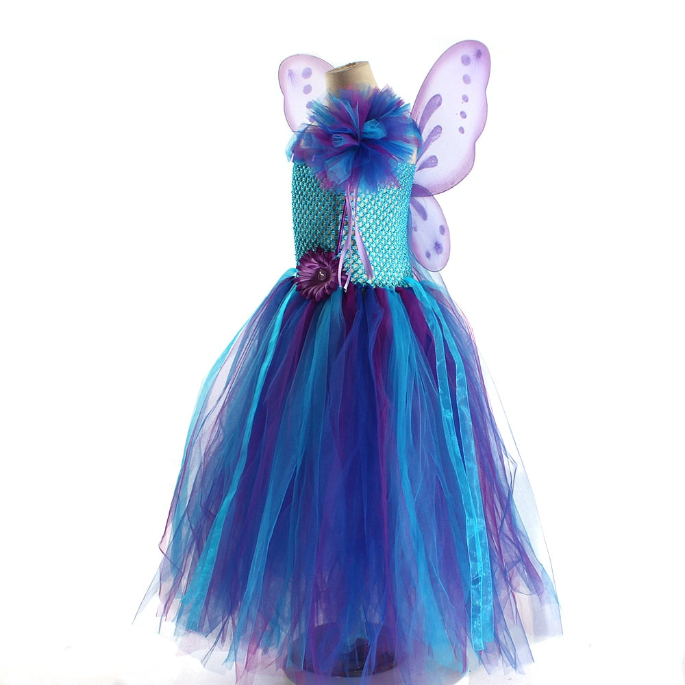Peacock Fairy Girl Tutu Dress Kids Costume