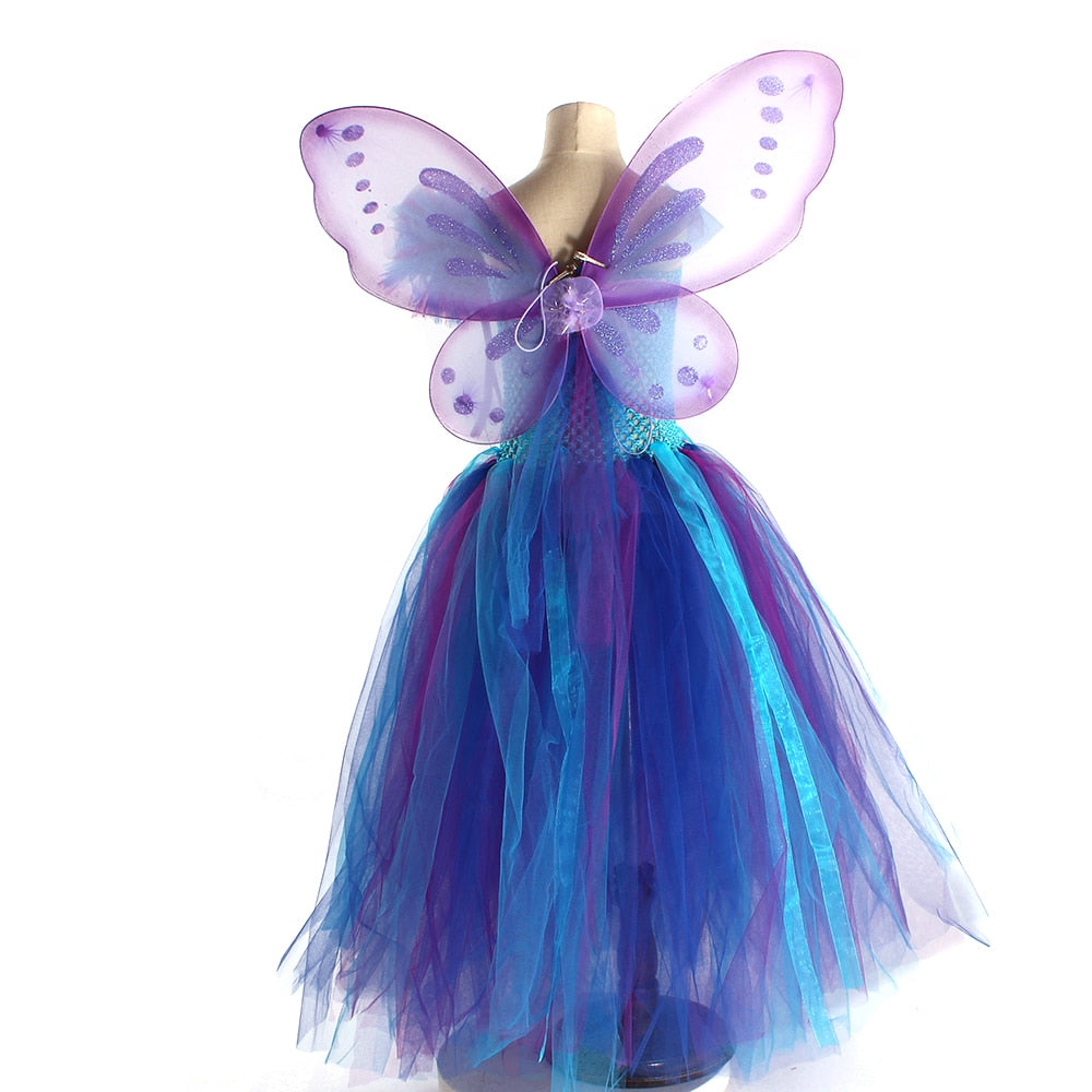Peacock Fairy Girl Tutu Dress Kids Costume